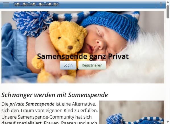 Startseite des Forums spendesperma.com mit Bereichen für Forum, Gruppen, Mitglieder und Kinderwunsch-Lexikon